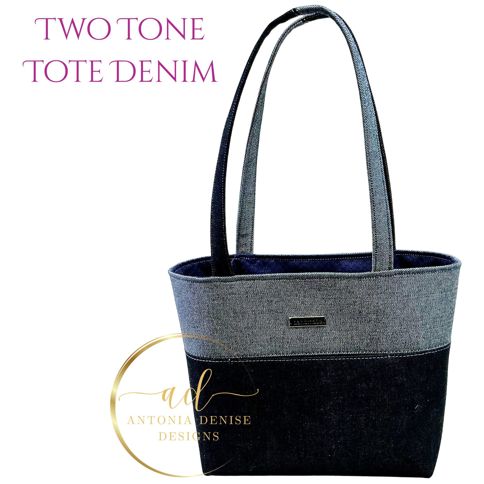 Two Tone  Denim Tote (Medium)