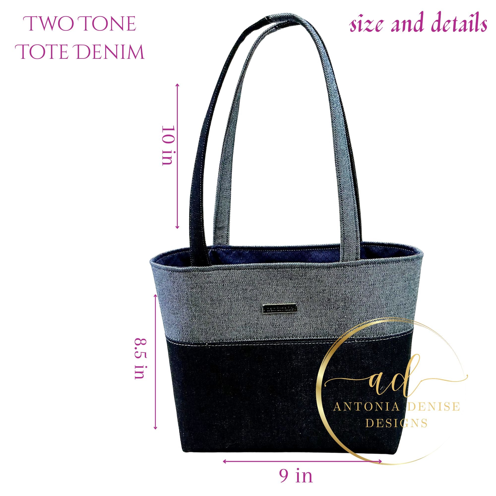 Two Tone  Denim Tote (Medium)